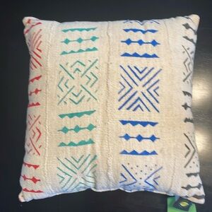 Authentic, handmade, multi-color African Mudcloth pillow.